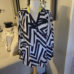 Sami & Jo Stylish Black and White Geometric Women's Top 264